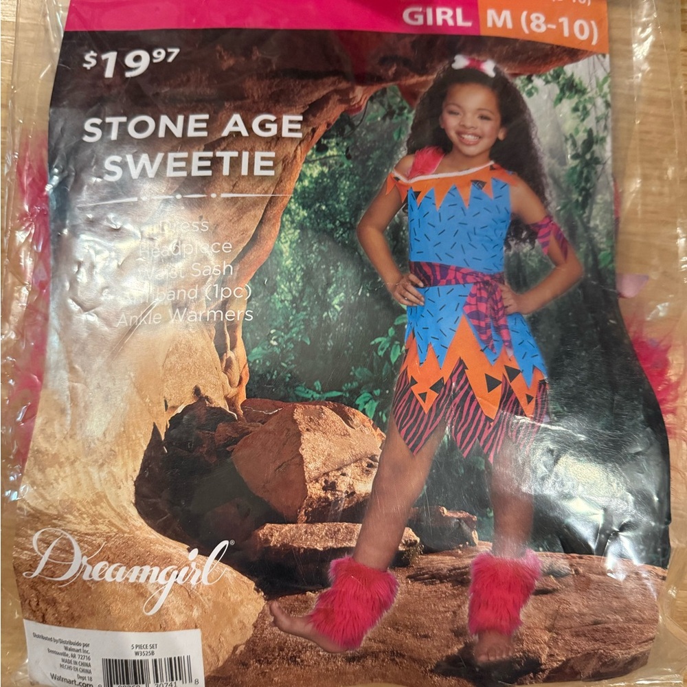 Dreamgirl Stone Age Sweetie Kids Costume - Blue and Orange